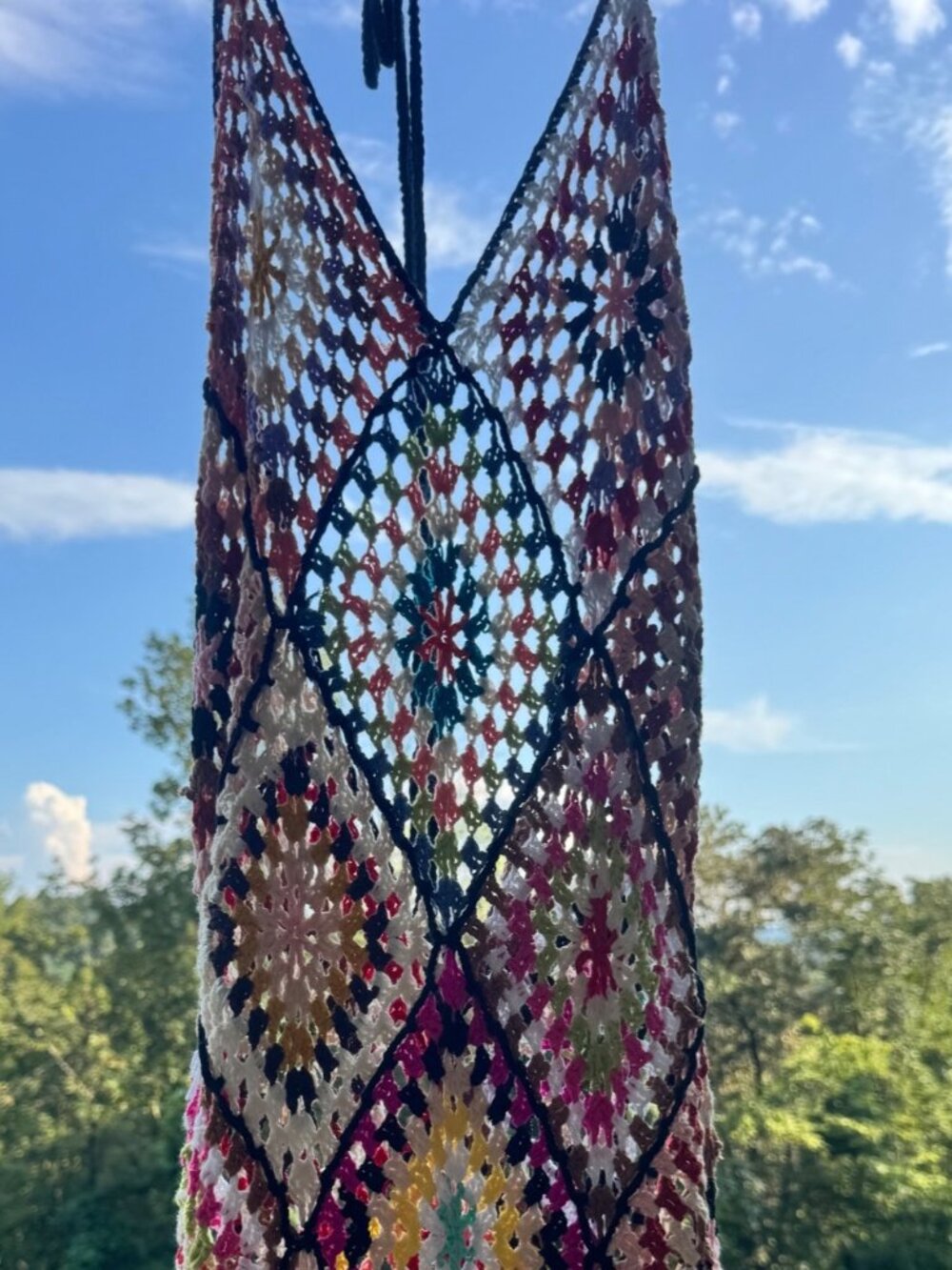 Fashion Nova Amalfi Coast Crochet Maxi Dress 1X Multicolor NWT Beach Cover Up